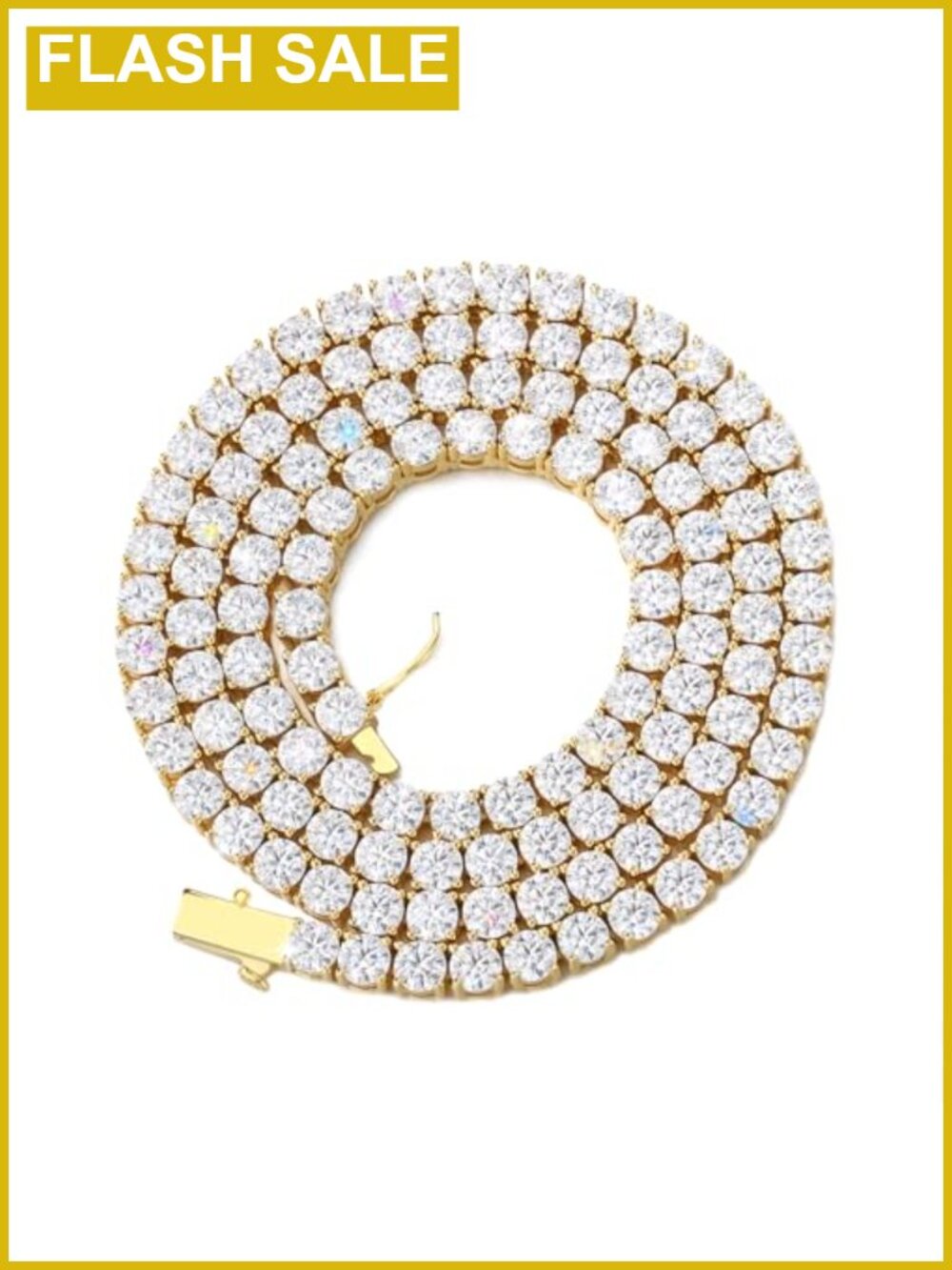 Tennis Necklace 5mm Cubic Zirconia Chain 20" Prong Set Gold Plated